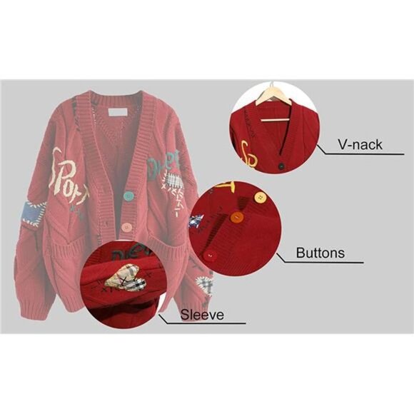 Women's Cable Knit Long Sleeve Open Front Cardigan Sheep V-Neck - Picture 4 of 5